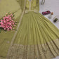 Elegant Pink Heavy Shimmer Silk Gown with Dupatta – Embroidery Sequins Work, 3.5 Meter Flair, Fully Stitched