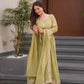 Elegant Pink Heavy Shimmer Silk Gown with Dupatta – Embroidery Sequins Work, 3.5 Meter Flair, Fully Stitched