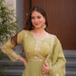 Elegant Pink Heavy Shimmer Silk Gown with Dupatta – Embroidery Sequins Work, 3.5 Meter Flair, Fully Stitched