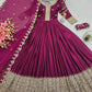 Elegant Pink Heavy Shimmer Silk Gown with Dupatta – Embroidery Sequins Work, 3.5 Meter Flair, Fully Stitched