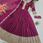 Elegant Pink Heavy Shimmer Silk Gown with Dupatta – Embroidery Sequins Work, 3.5 Meter Flair, Fully Stitched
