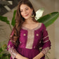 Elegant Pink Heavy Shimmer Silk Gown with Dupatta – Embroidery Sequins Work, 3.5 Meter Flair, Fully Stitched