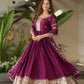 Elegant Pink Heavy Shimmer Silk Gown with Dupatta – Embroidery Sequins Work, 3.5 Meter Flair, Fully Stitched