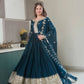 Elegant Pink Heavy Shimmer Silk Gown with Dupatta – Embroidery Sequins Work, 3.5 Meter Flair, Fully Stitched