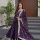 Elegant Pink Heavy Shimmer Silk Gown with Dupatta – Embroidery Sequins Work, 3.5 Meter Flair, Fully Stitched