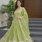 Elegant Pink Heavy Shimmer Silk Gown with Dupatta – Embroidery Sequins Work, 3.5 Meter Flair, Fully Stitched