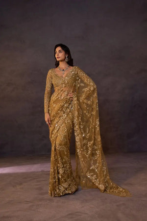 Elegant Premium lightweight Net Embroidered Saree for Wedding, Festive and Reception Wear