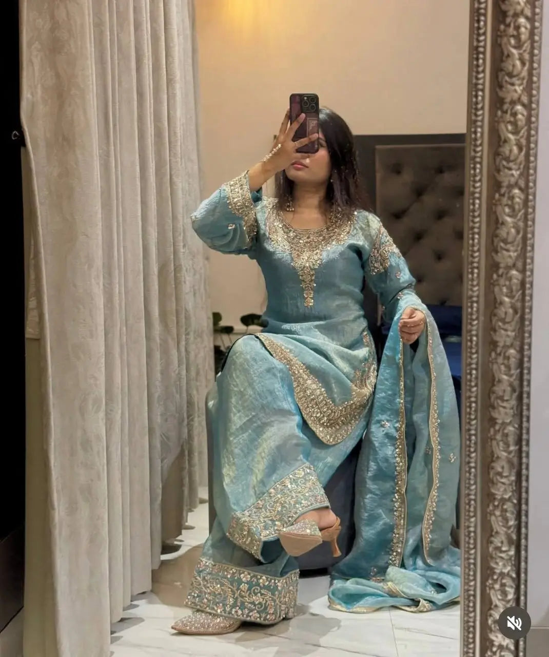 Elegant Pure Silk Palazzo Suit Set for Festive and Occasion Wear