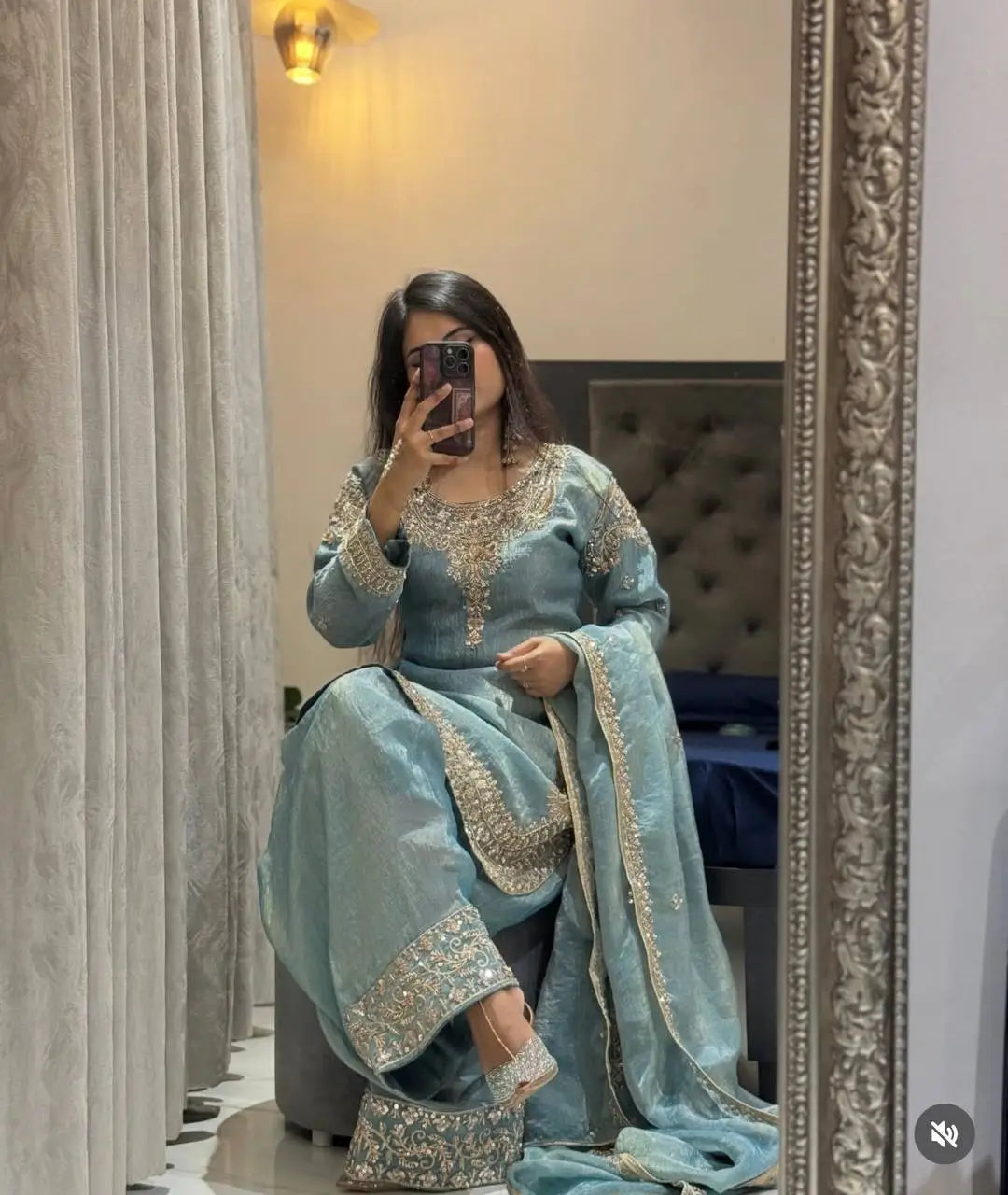 Elegant Pure Silk Palazzo Suit Set for Festive and Occasion Wear