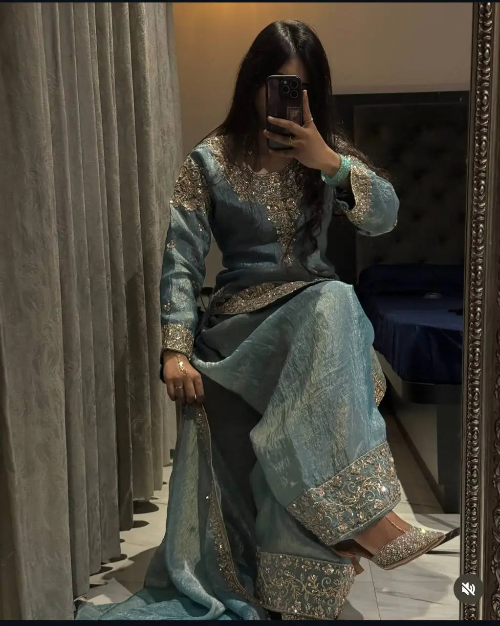 Elegant Pure Silk Palazzo Suit Set for Festive and Occasion Wear