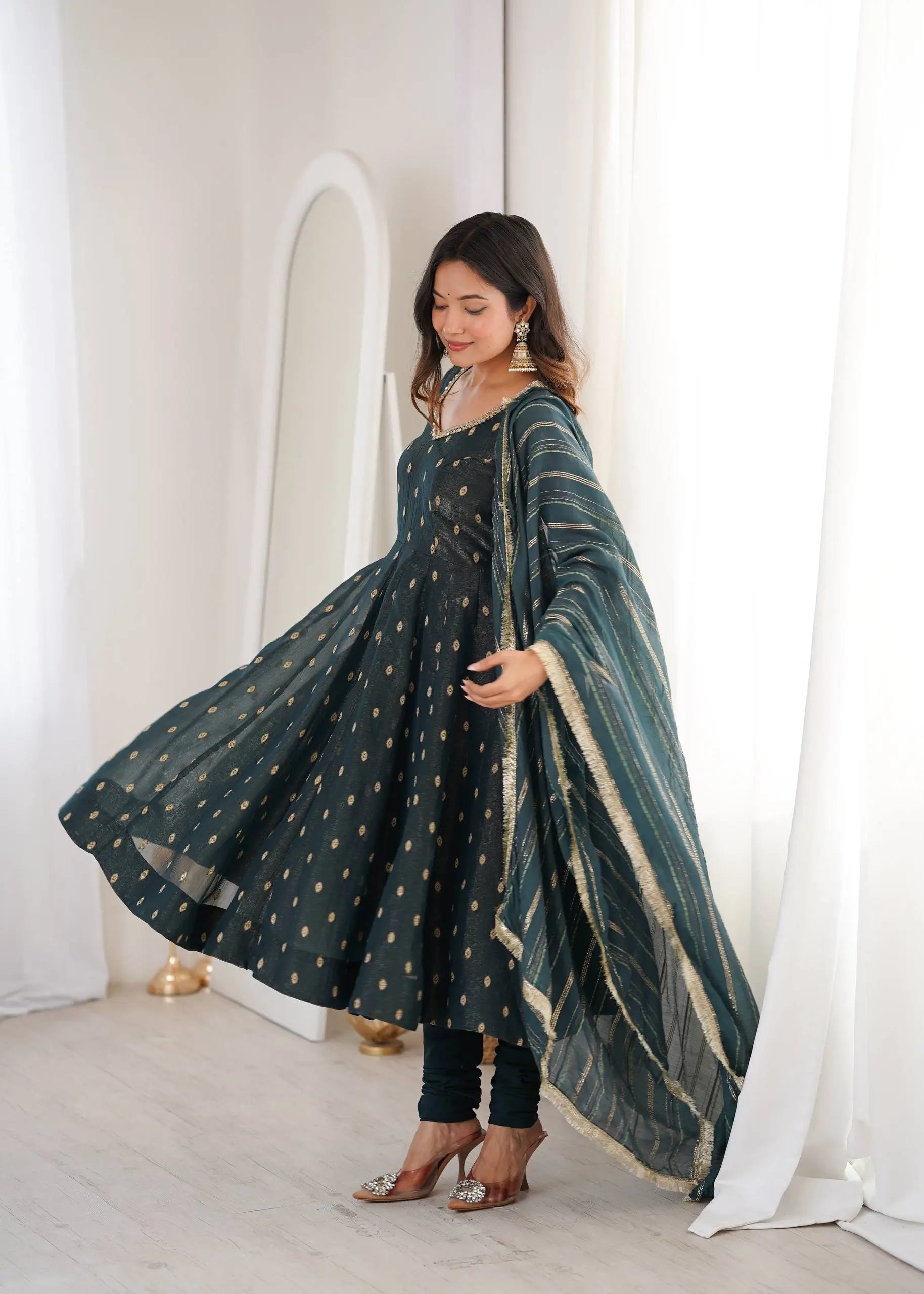 Elegant Rangoli Silk Anarkali Suit Set for Festive and Occasion Wear