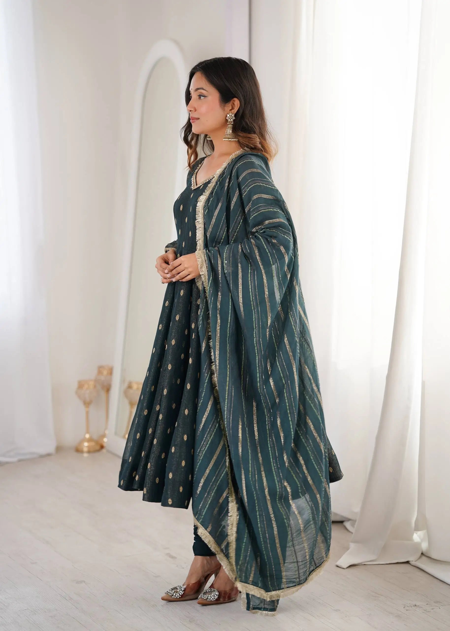 Elegant Rangoli Silk Anarkali Suit Set for Festive and Occasion Wear