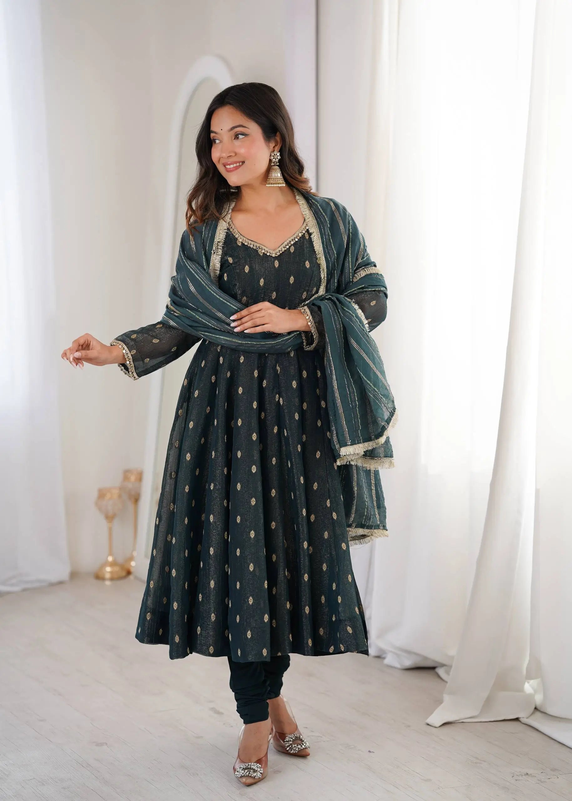 Elegant Rangoli Silk Anarkali Suit Set for Festive and Occasion Wear