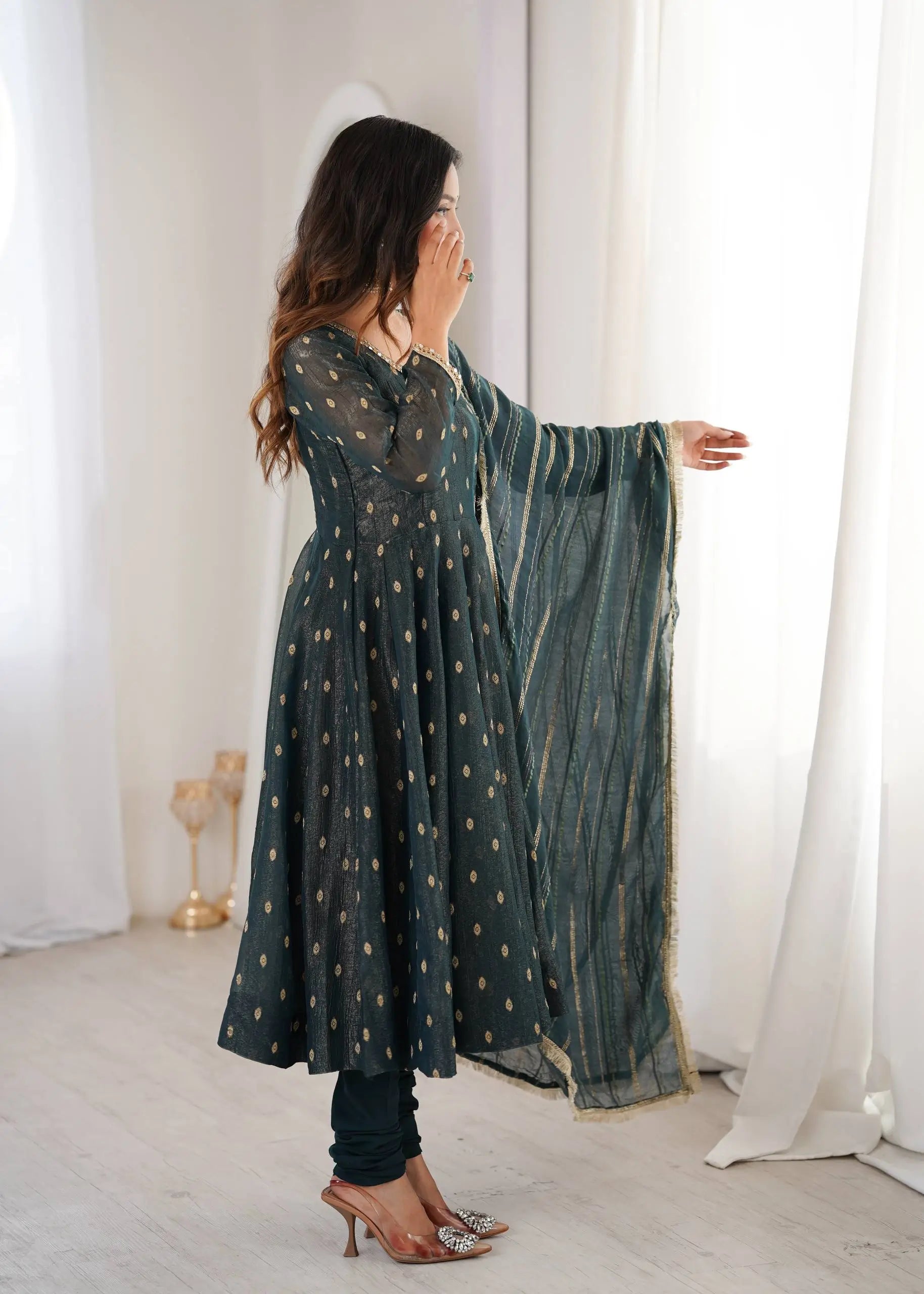Elegant Rangoli Silk Anarkali Suit Set for Festive and Occasion Wear