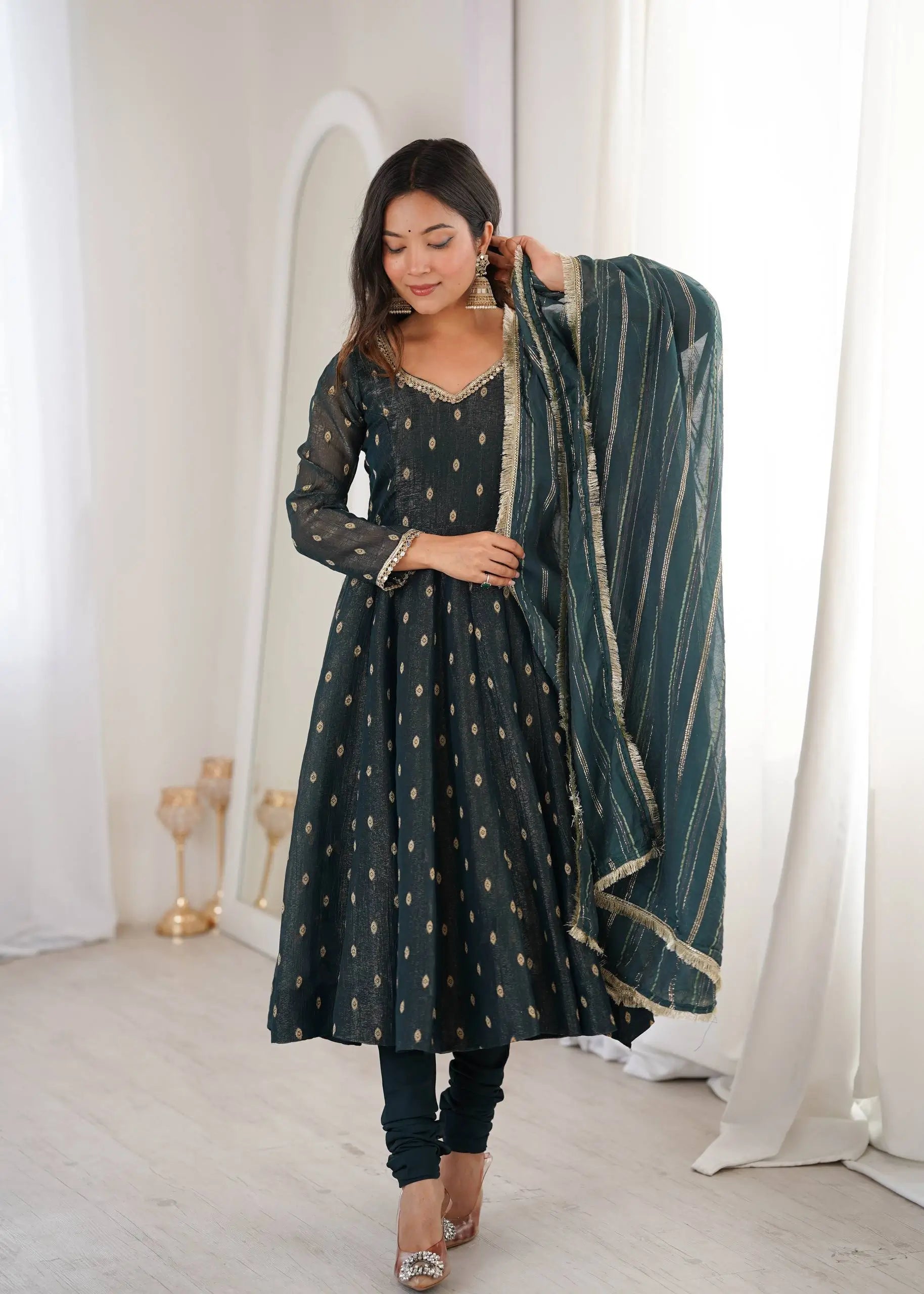 Elegant Rangoli Silk Anarkali Suit Set for Festive and Occasion Wear
