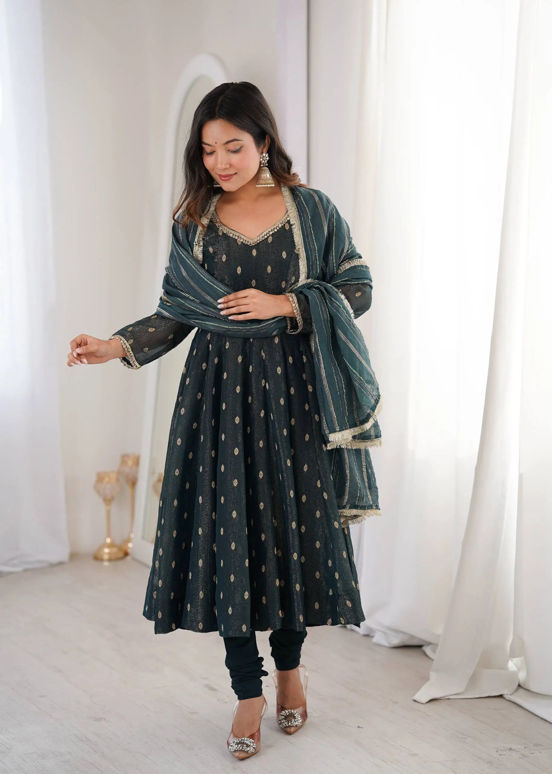 Elegant Rangoli Silk Anarkali Suit Set for Festive and Occasion Wear