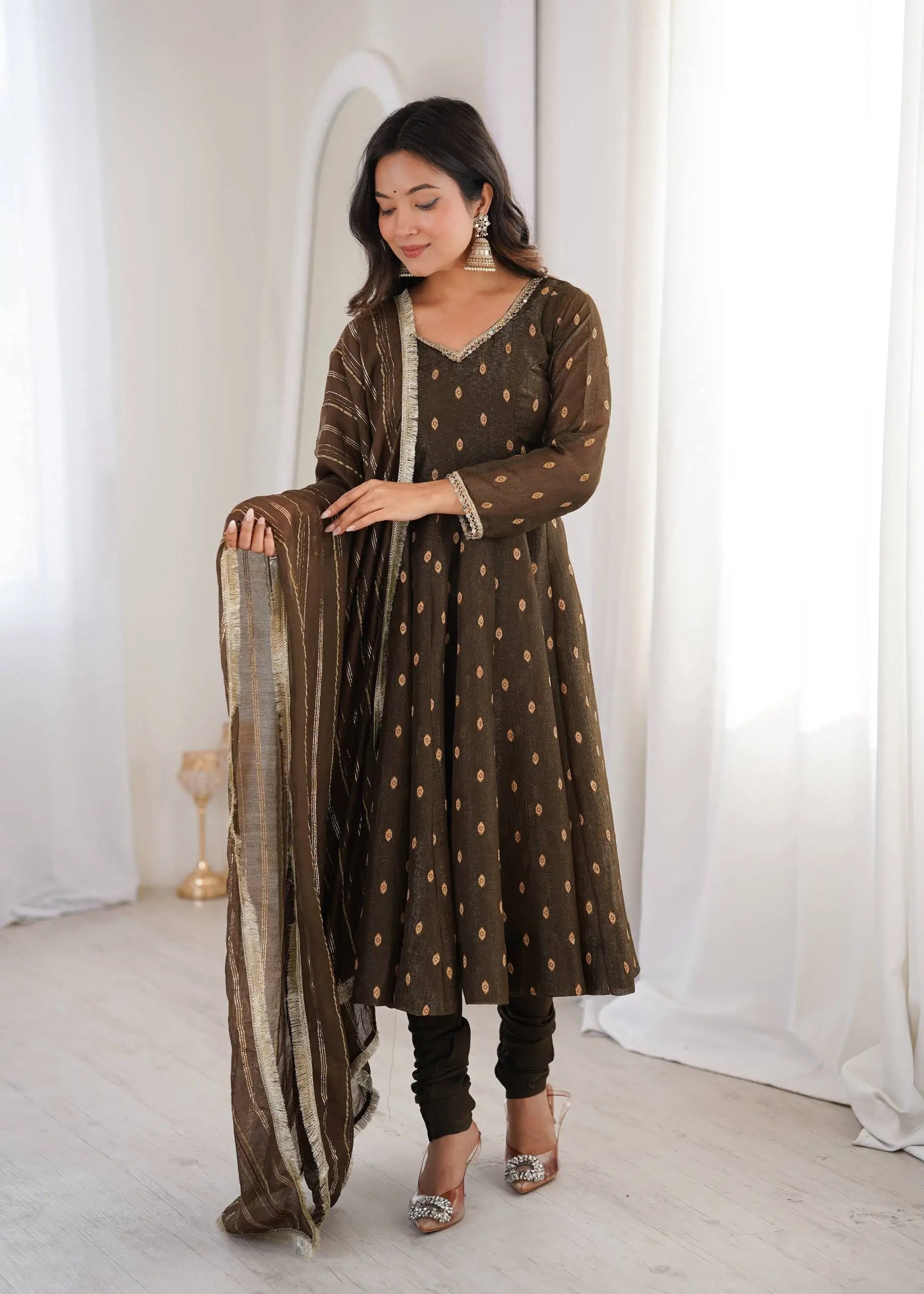 Elegant Rangoli Silk Anarkali Suit Set for Festive and Occasion Wear
