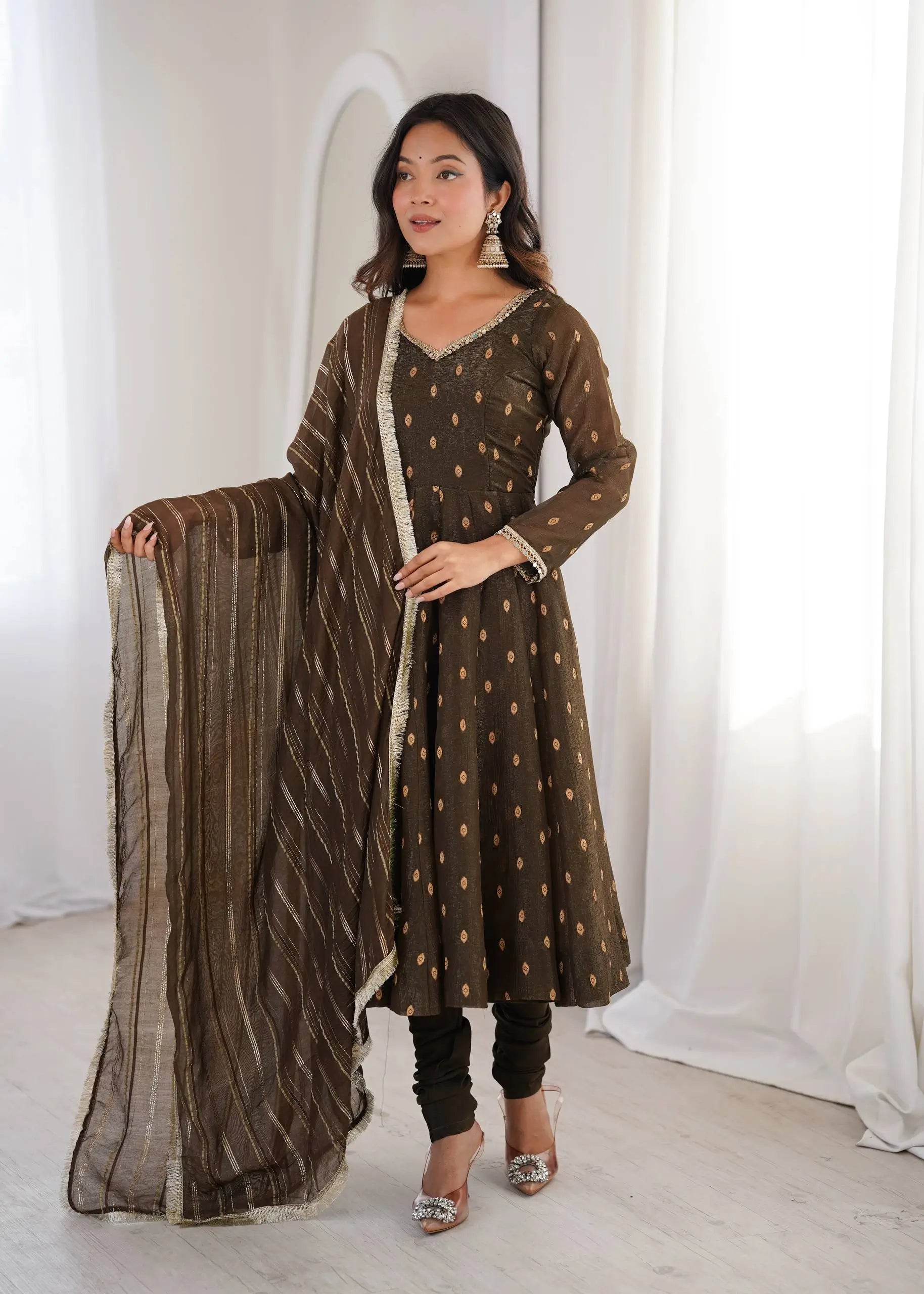Elegant Rangoli Silk Anarkali Suit Set for Festive and Occasion Wear