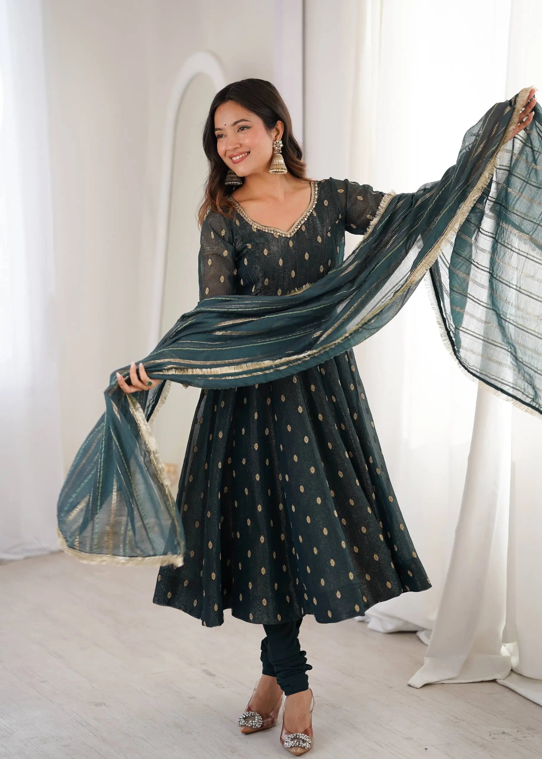 Elegant Rangoli Silk Anarkali Suit Set for Festive and Occasion Wear