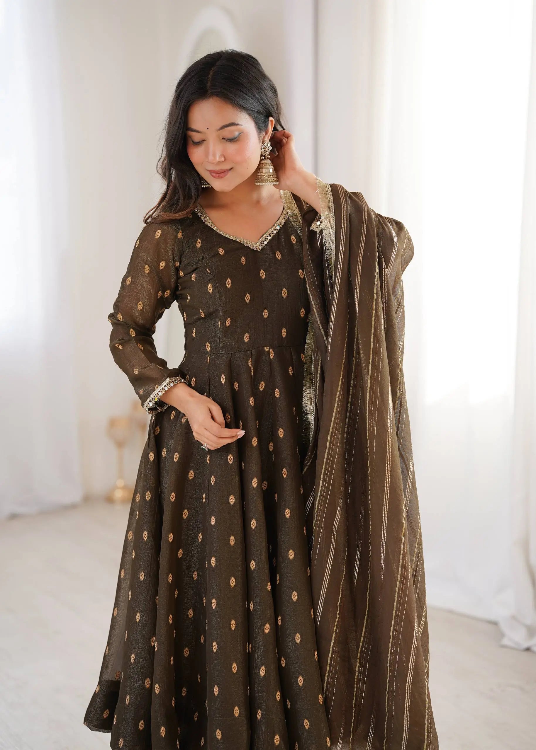 Elegant Rangoli Silk Anarkali Suit Set for Festive and Occasion Wear