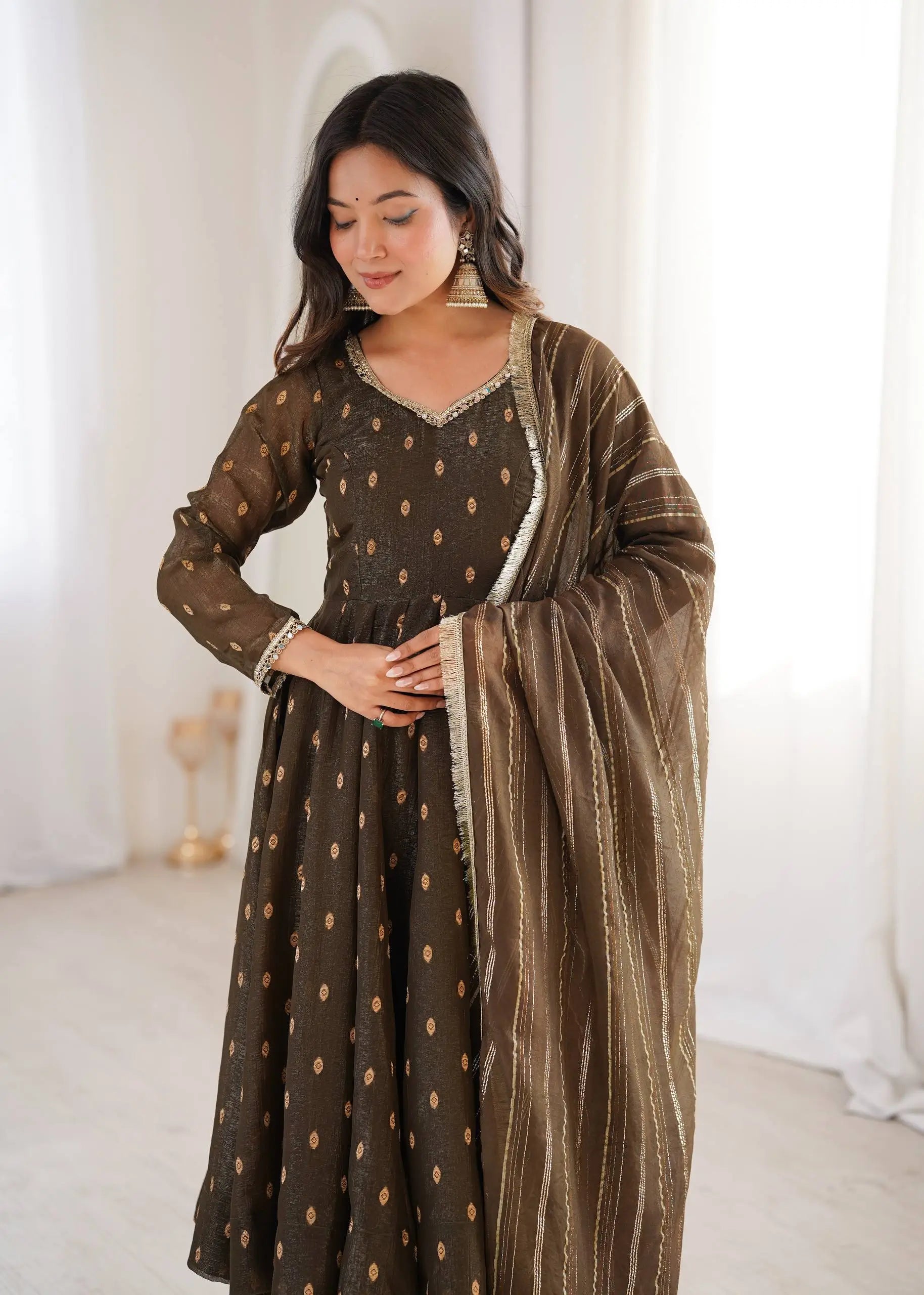 Elegant Rangoli Silk Anarkali Suit Set for Festive and Occasion Wear