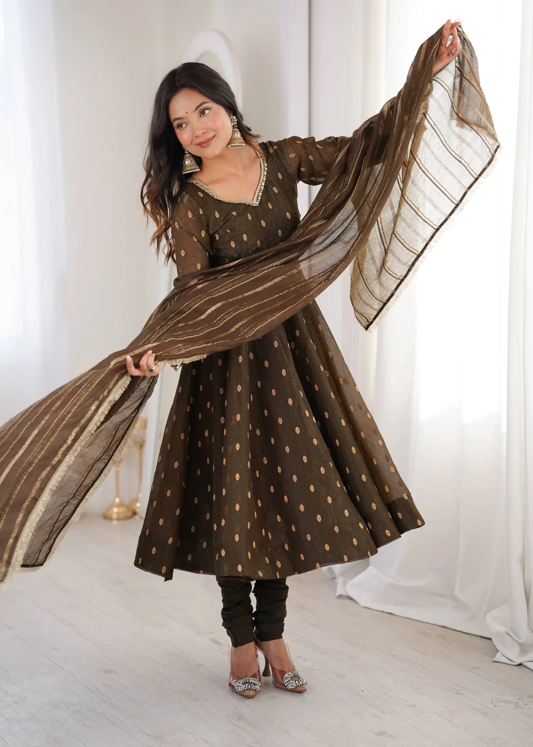 Elegant Rangoli Silk Anarkali Suit Set for Festive and Occasion Wear