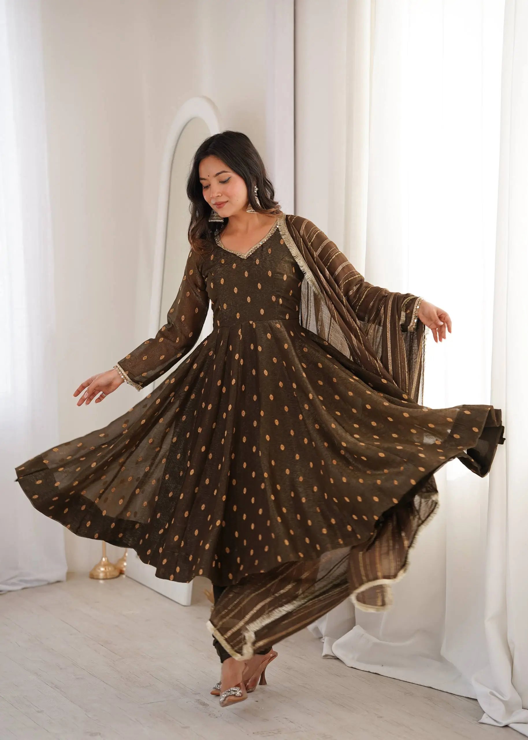 Elegant Rangoli Silk Anarkali Suit Set for Festive and Occasion Wear