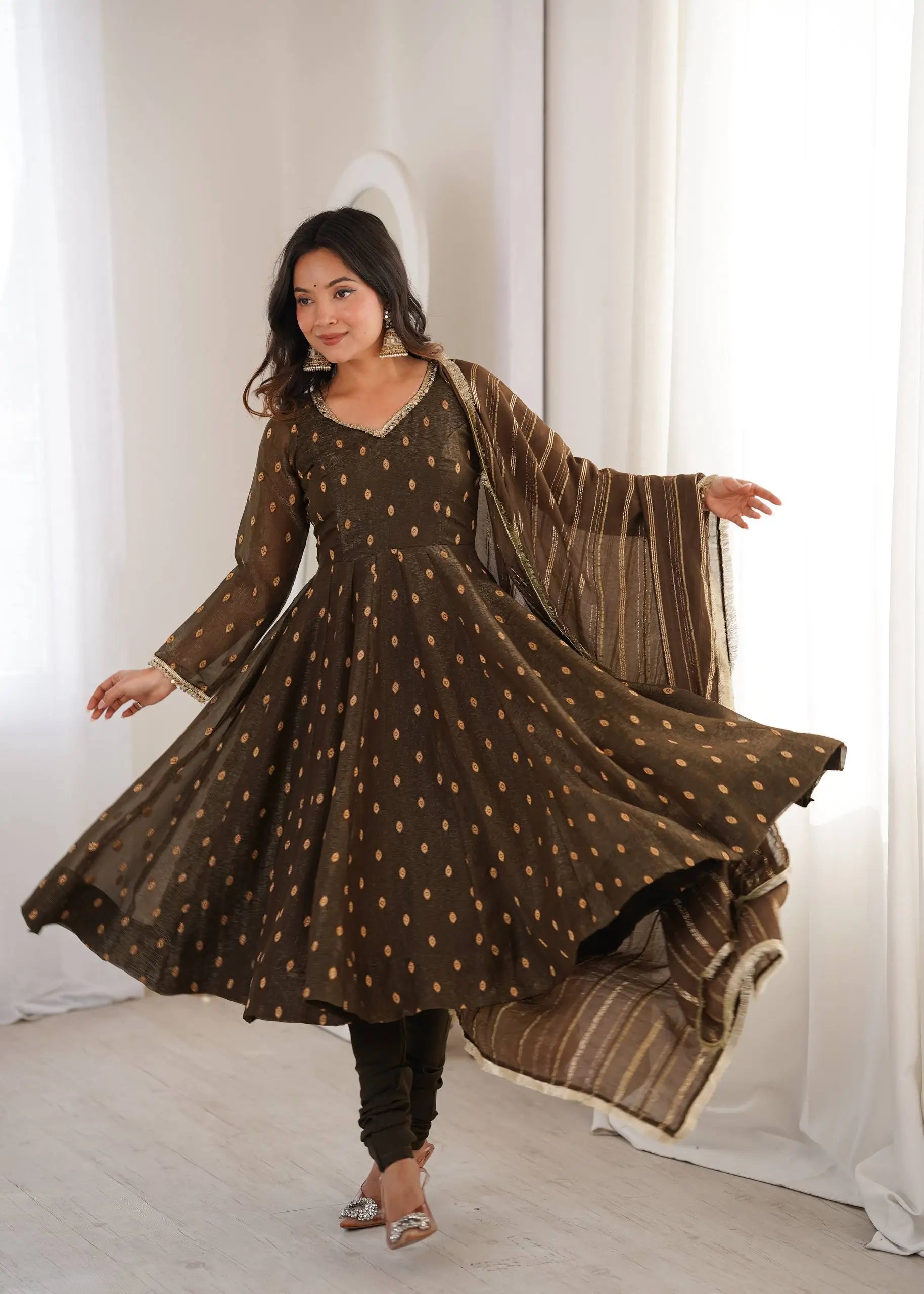 Elegant Rangoli Silk Anarkali Suit Set for Festive and Occasion Wear