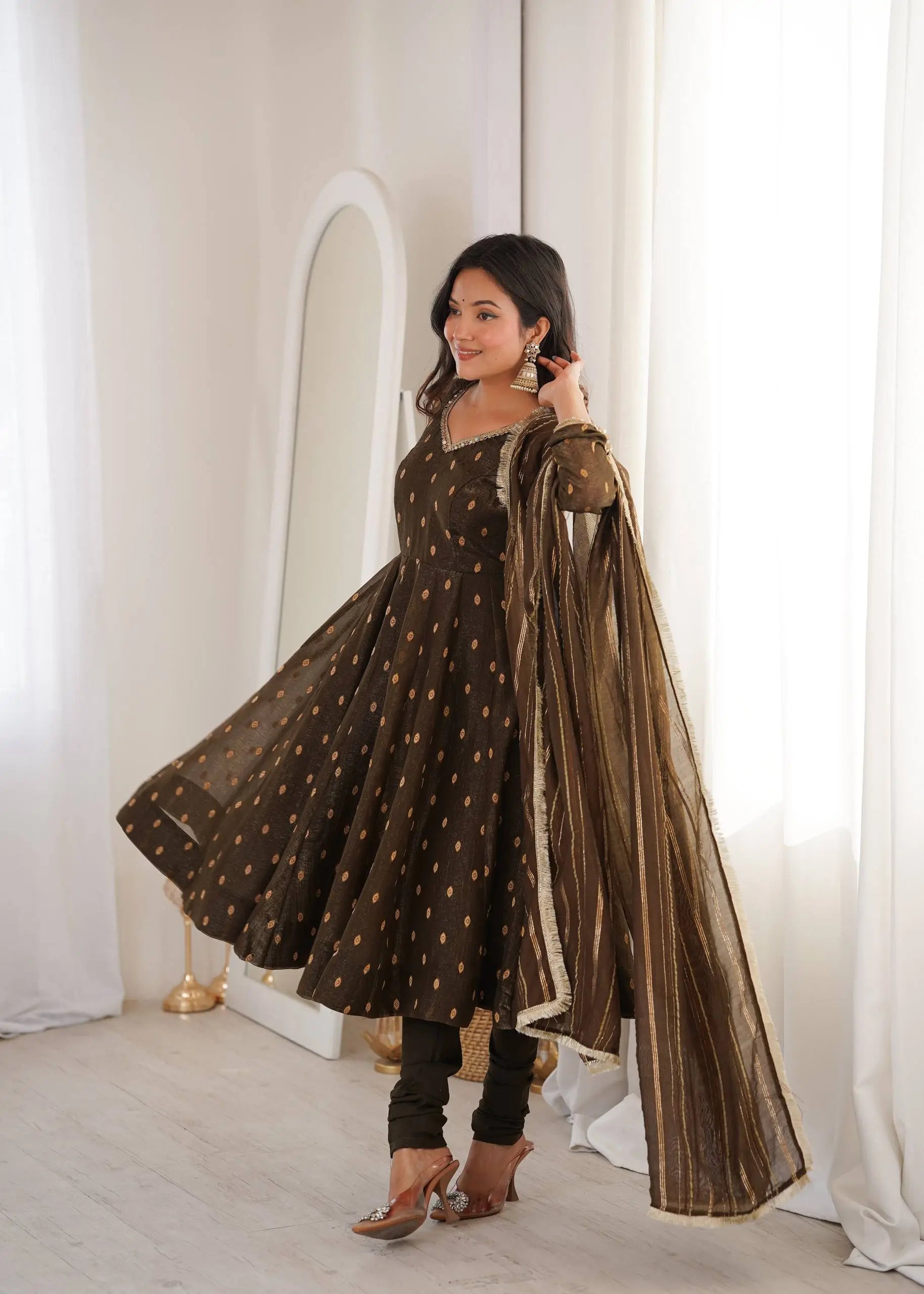 Elegant Rangoli Silk Anarkali Suit Set for Festive and Occasion Wear