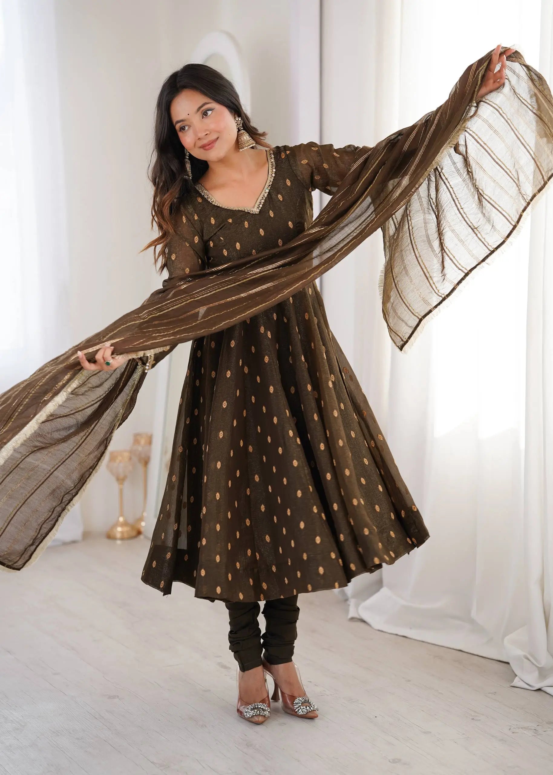 Elegant Rangoli Silk Anarkali Suit Set for Festive and Occasion Wear