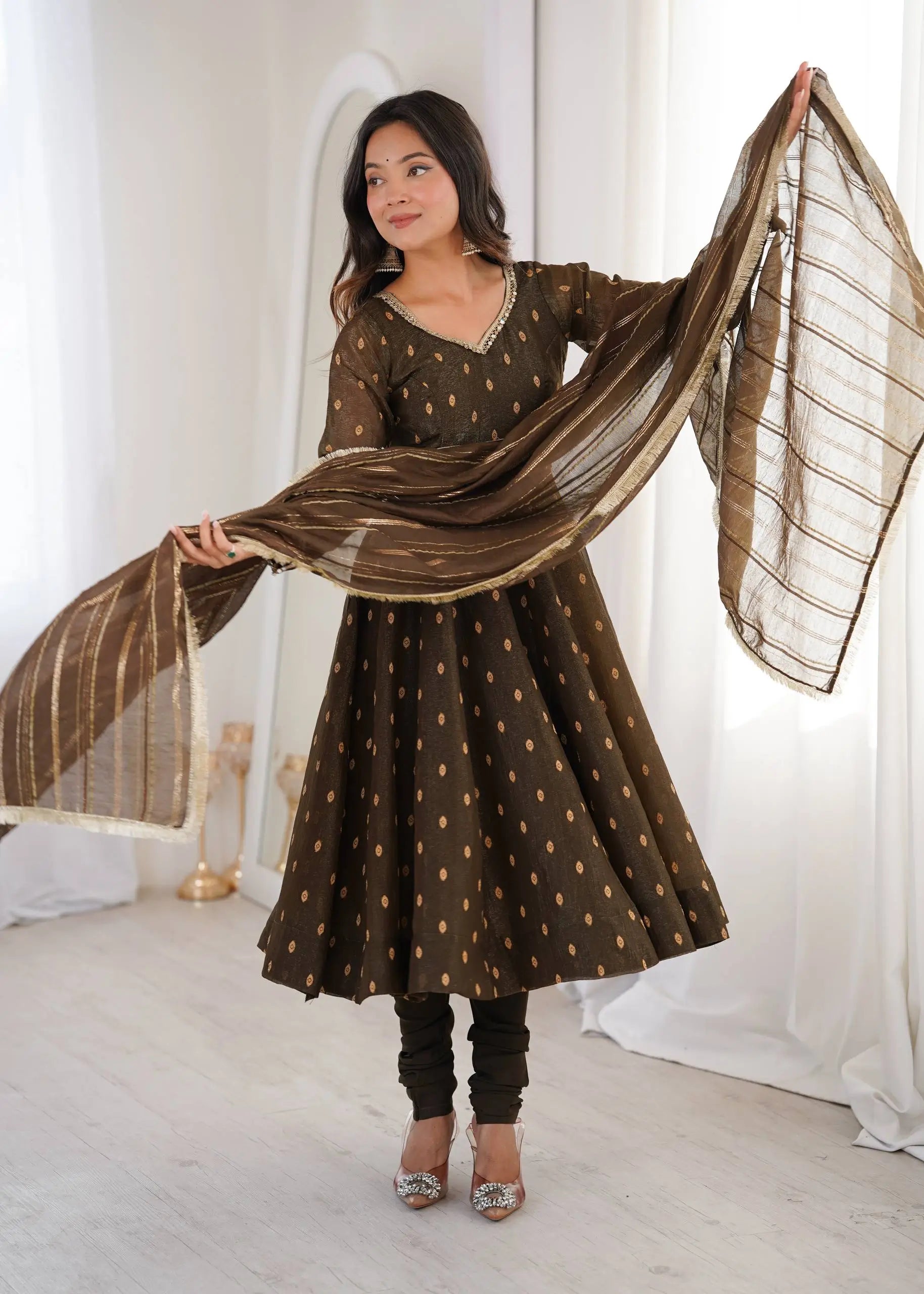 Elegant Rangoli Silk Anarkali Suit Set for Festive and Occasion Wear
