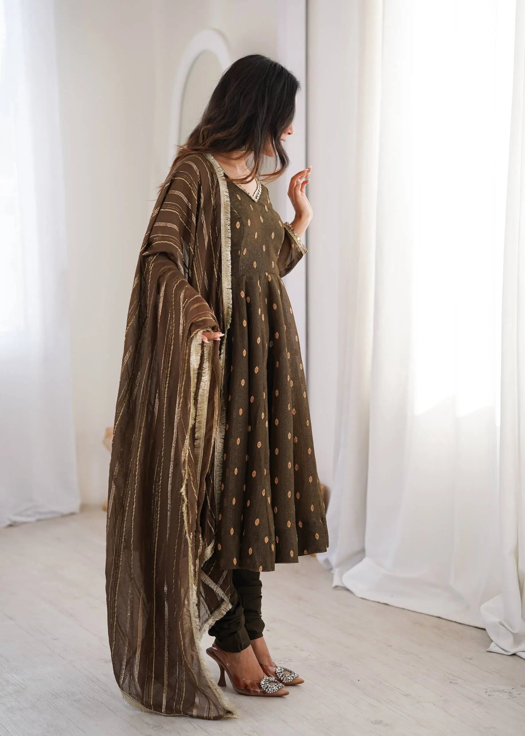 Elegant Rangoli Silk Anarkali Suit Set for Festive and Occasion Wear