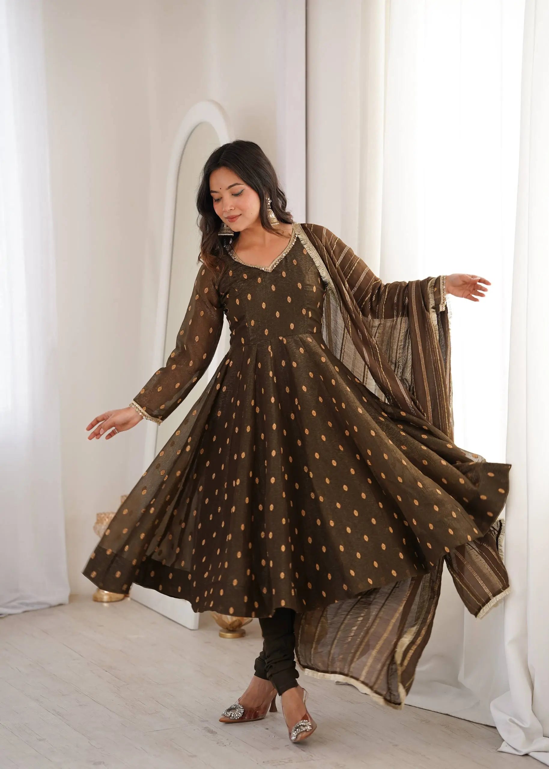 Elegant Rangoli Silk Anarkali Suit Set for Festive and Occasion Wear