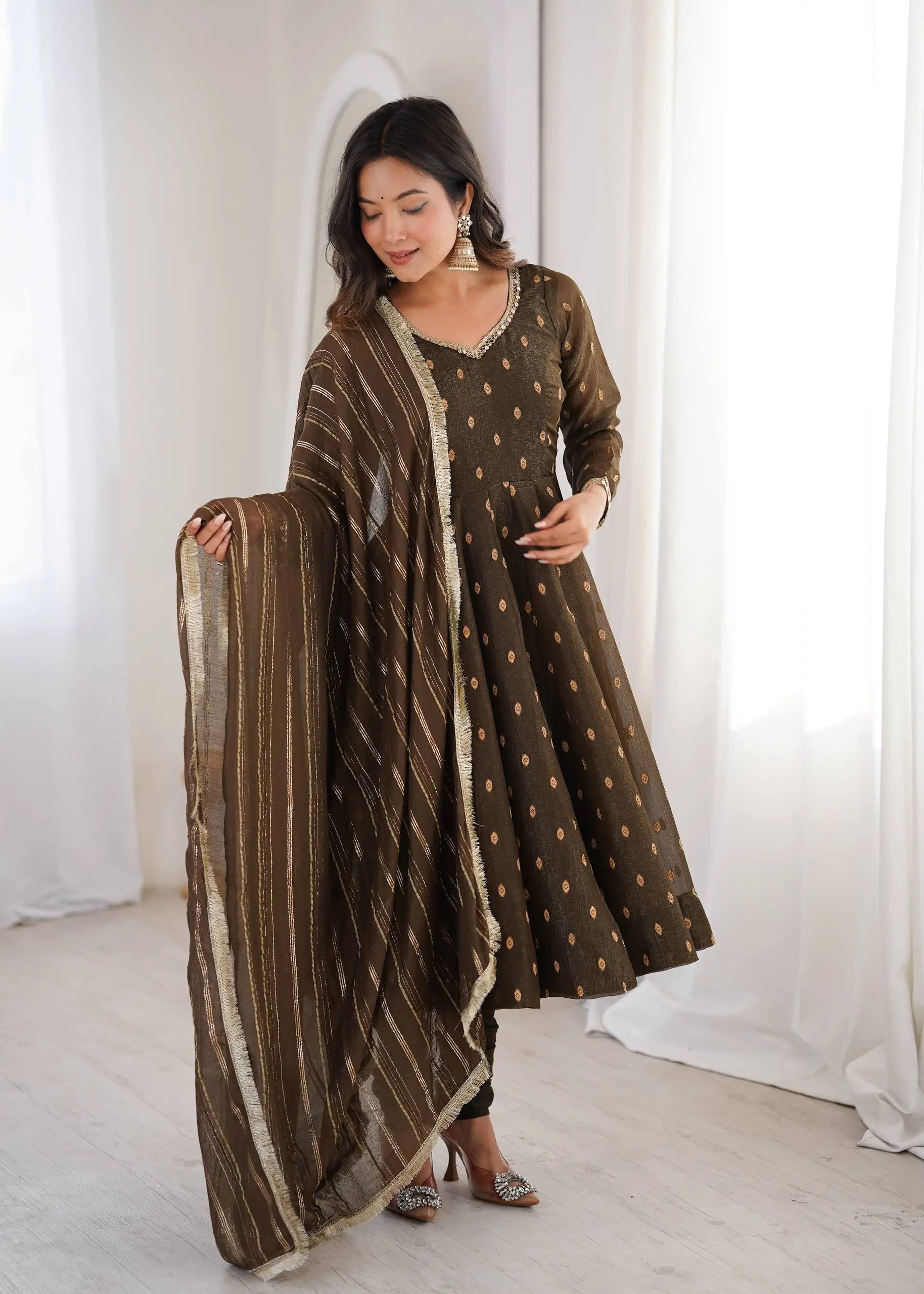 Elegant Rangoli Silk Anarkali Suit Set for Festive and Occasion Wear