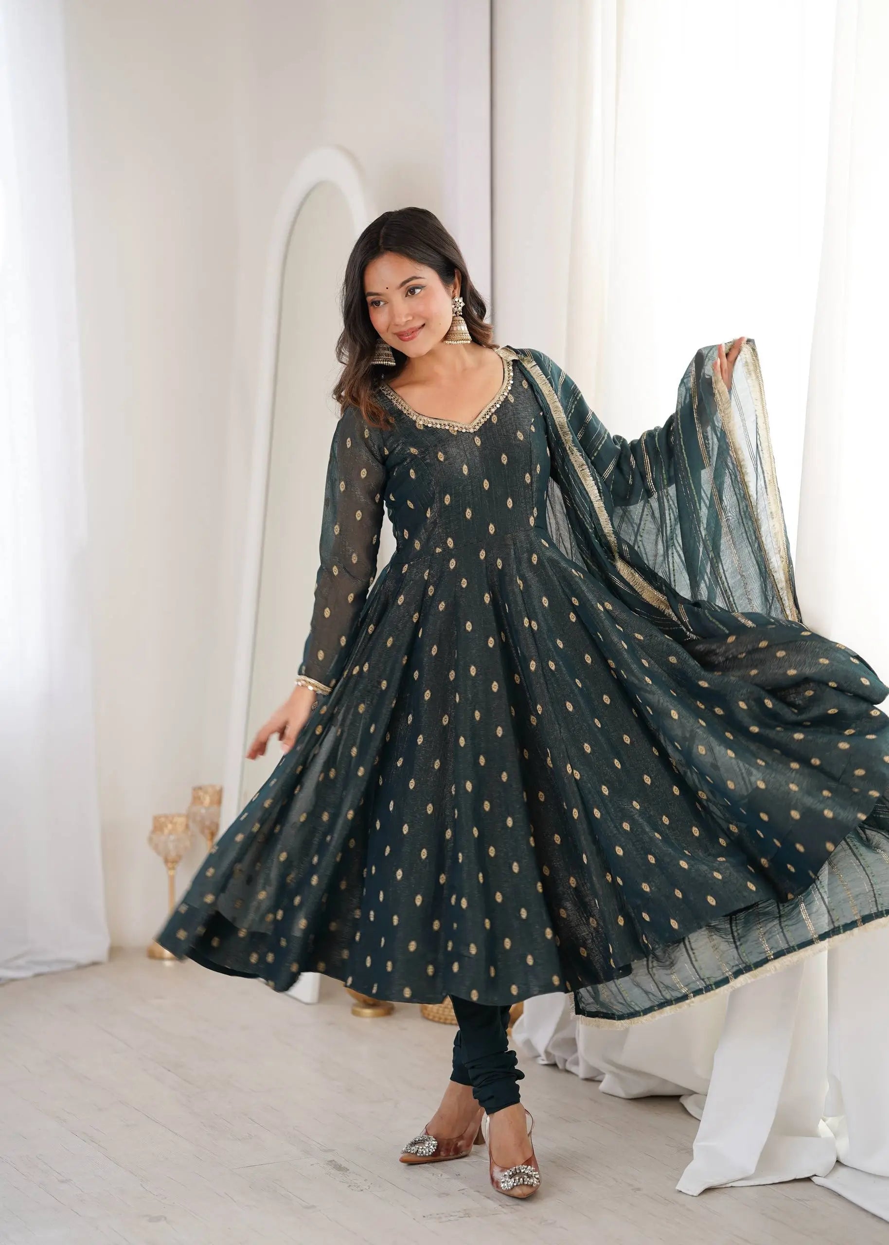 Elegant Rangoli Silk Anarkali Suit Set for Festive and Occasion Wear