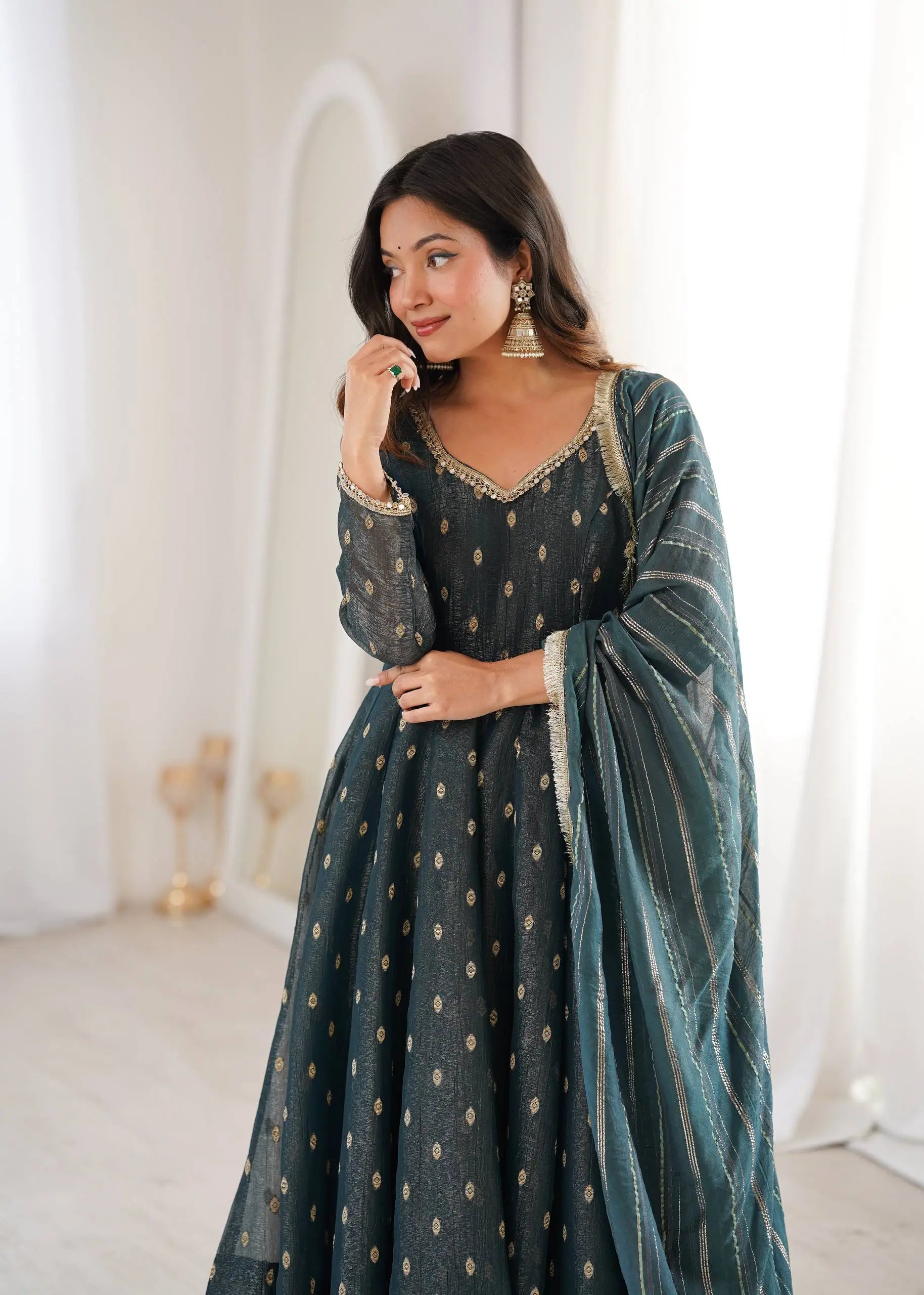Elegant Rangoli Silk Anarkali Suit Set for Festive and Occasion Wear