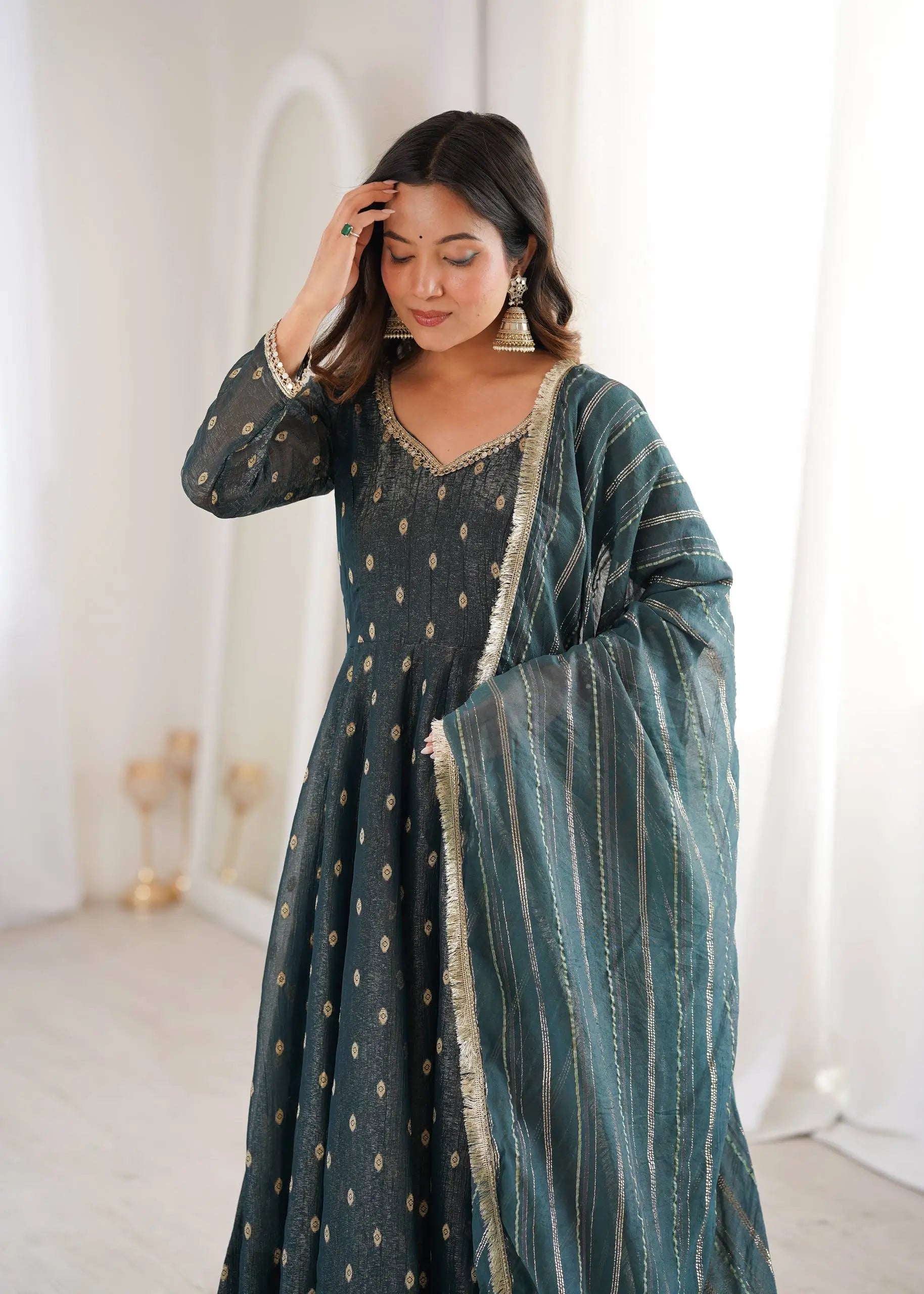 Elegant Rangoli Silk Anarkali Suit Set for Festive and Occasion Wear