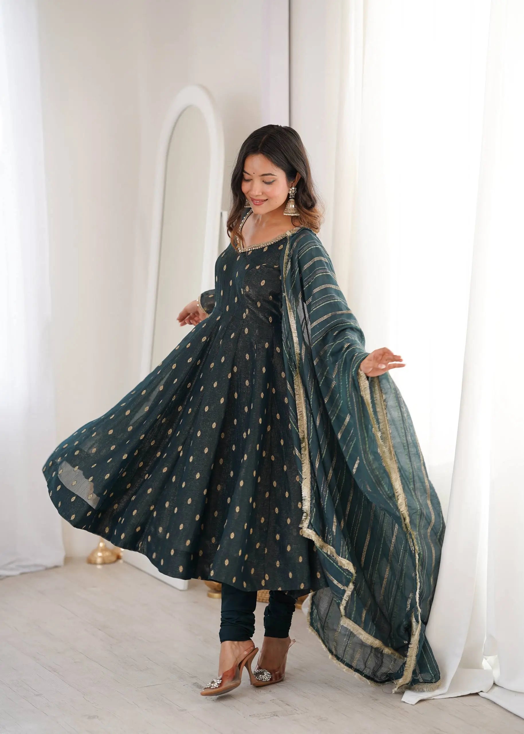 Elegant Rangoli Silk Anarkali Suit Set for Festive and Occasion Wear