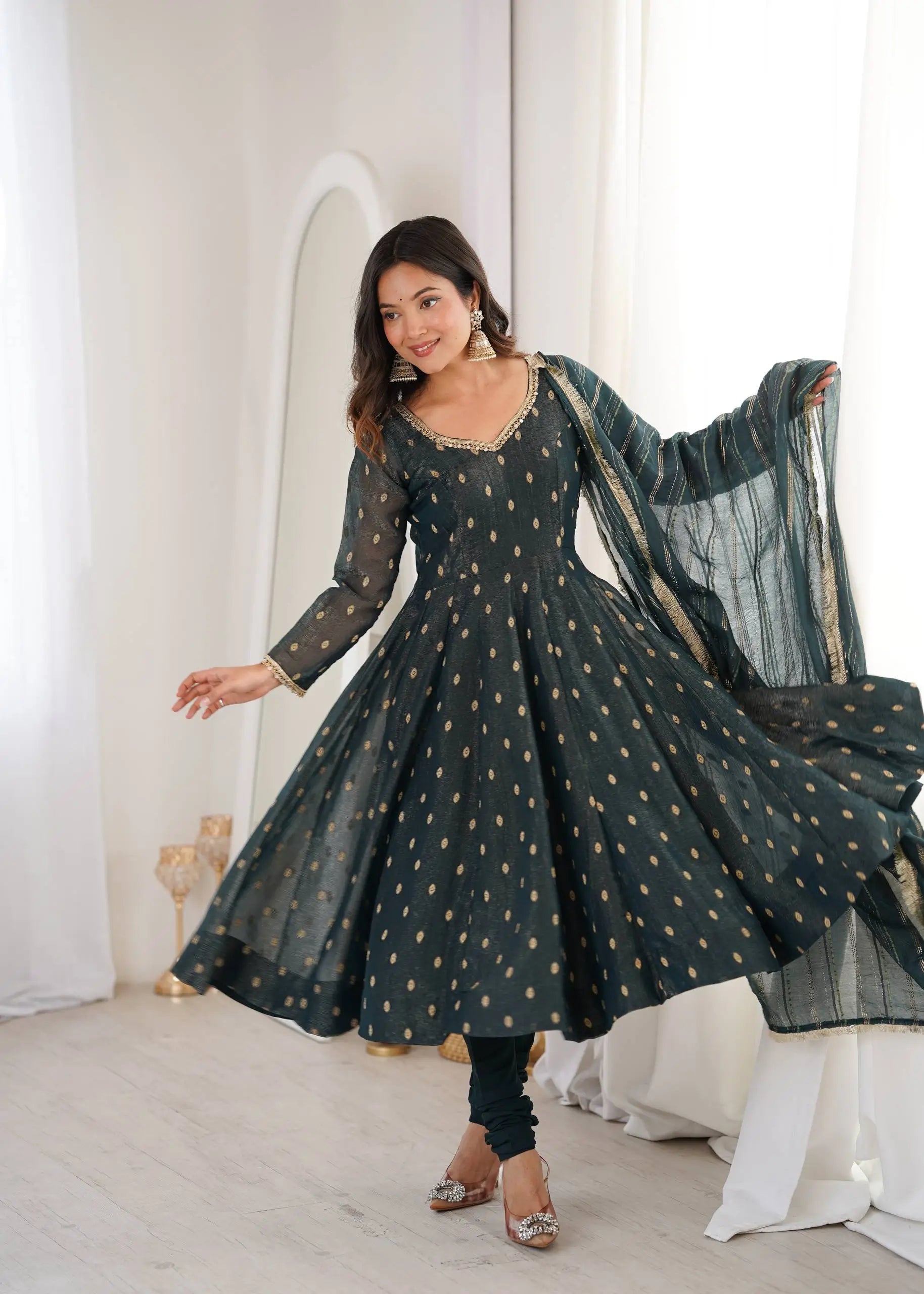 Elegant Rangoli Silk Anarkali Suit Set for Festive and Occasion Wear
