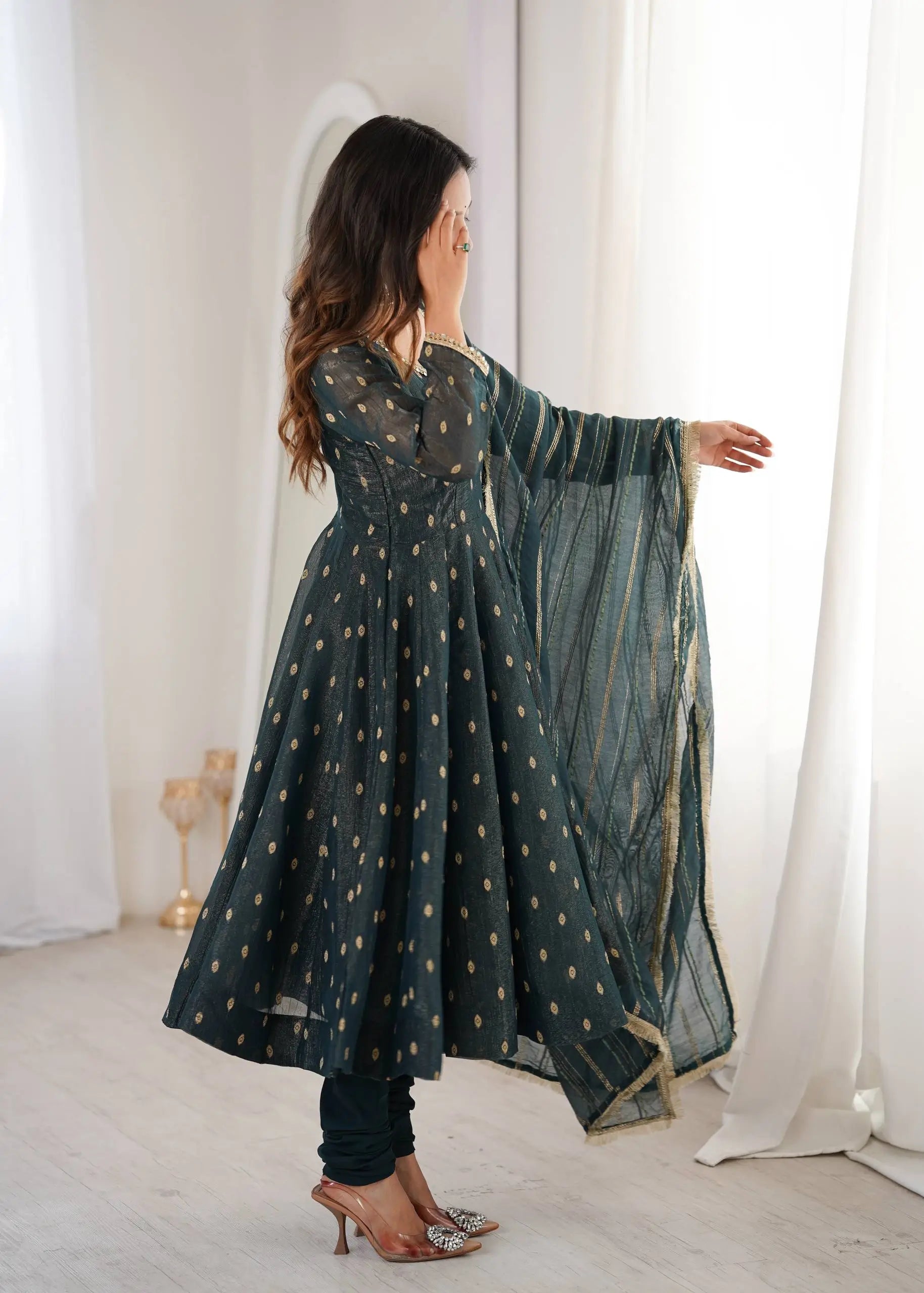 Elegant Rangoli Silk Anarkali Suit Set for Festive and Occasion Wear