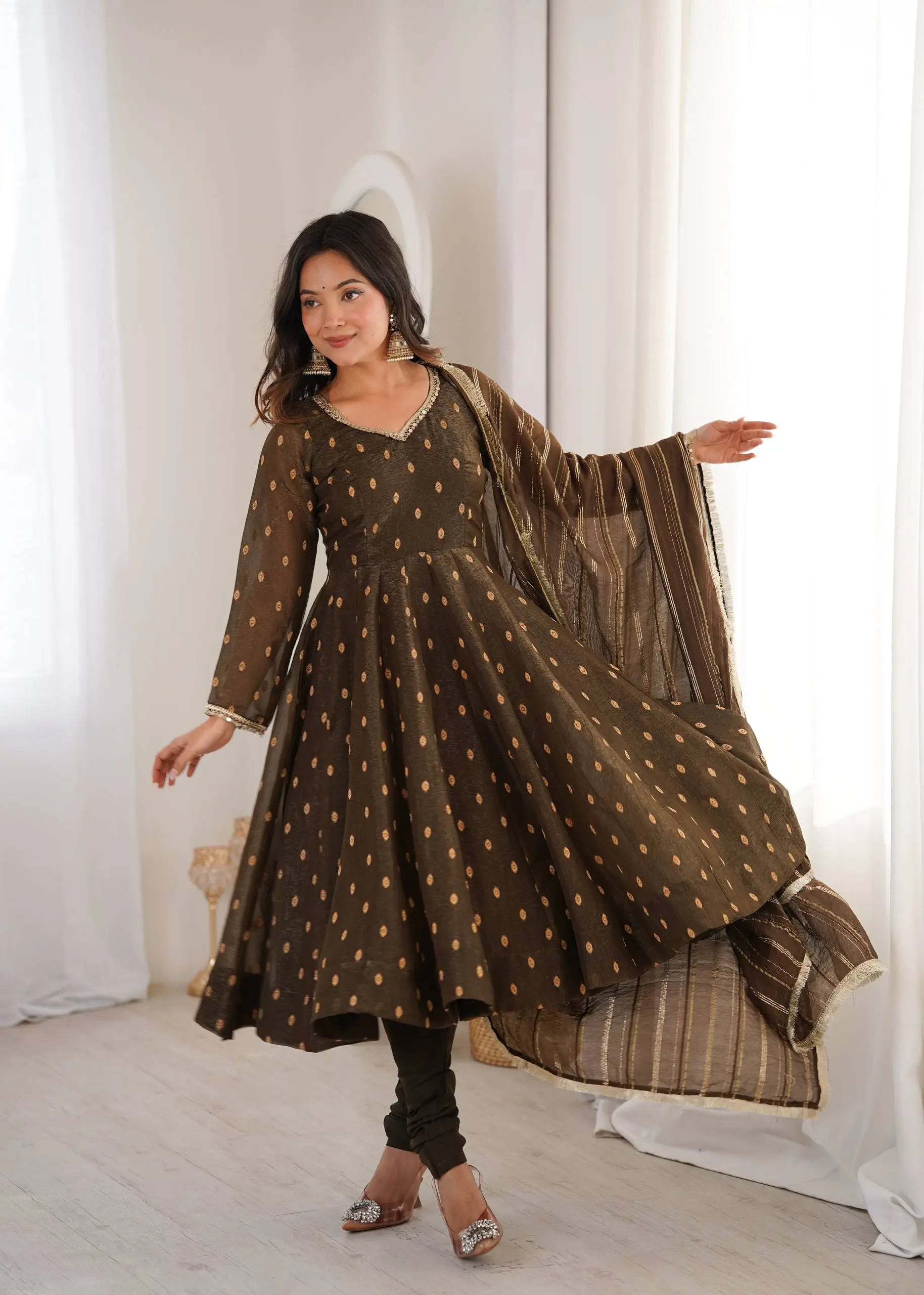 Elegant Rangoli Silk Anarkali Suit Set for Festive and Occasion Wear