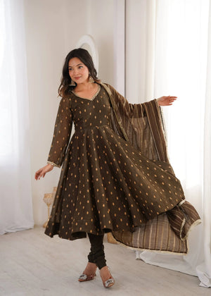 Elegant Rangoli Silk Anarkali Suit Set for Festive and Occasion Wear
