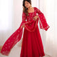 Elegant Red Flared Ethnic Gown Set for Festive and Family Functions