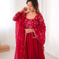 Elegant Red Flared Ethnic Gown Set for Festive and Family Functions