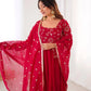 Elegant Red Flared Ethnic Gown Set for Festive and Family Functions
