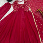 Elegant Red Flared Ethnic Gown Set for Festive and Family Functions
