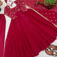 Elegant Red Flared Ethnic Gown Set for Festive and Family Functions