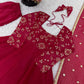 Elegant Red Flared Ethnic Gown Set for Festive and Family Functions