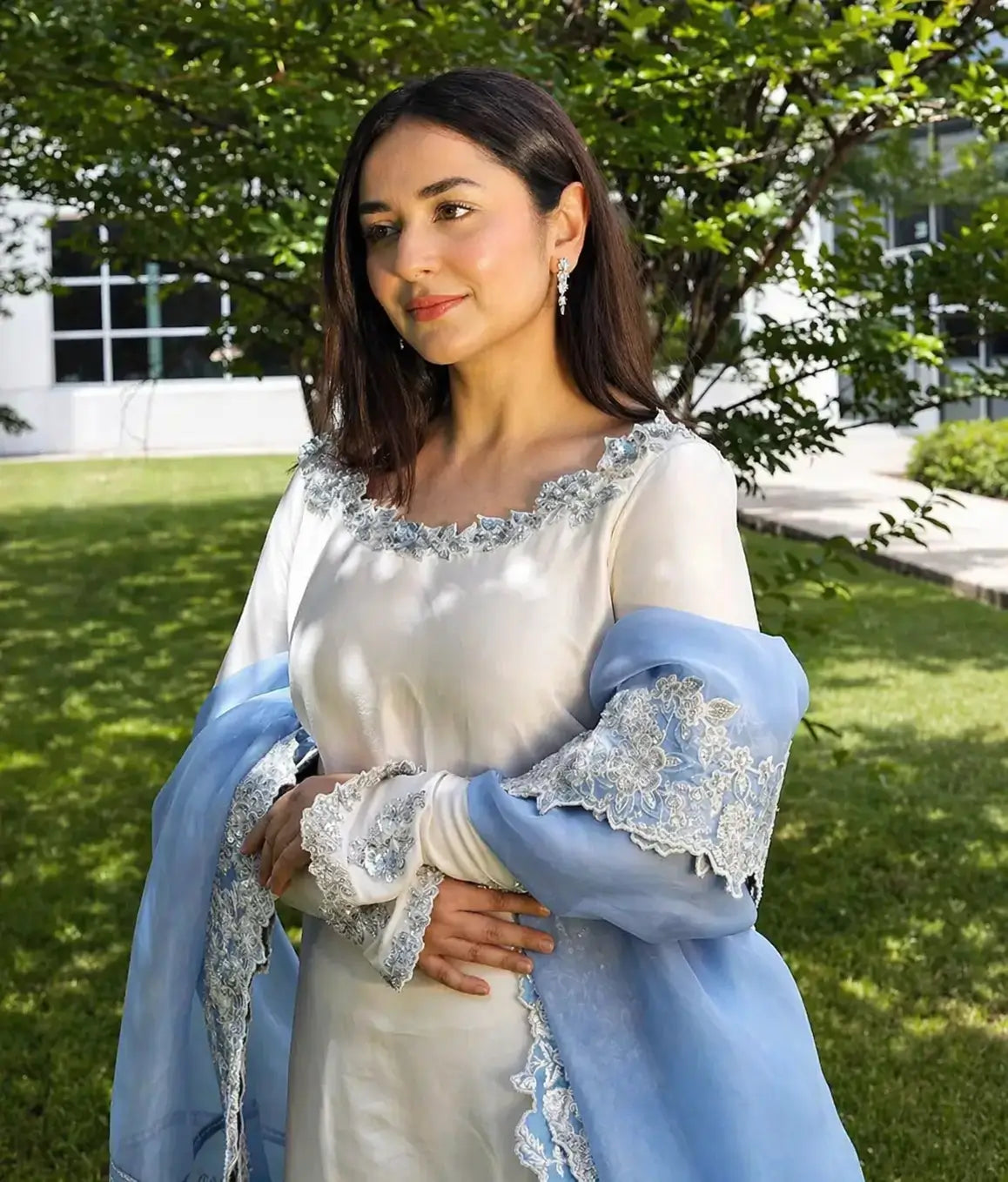 Elegant Roman Glass Embroidered Plazzo Suit Set for Festive and Occasion Wear