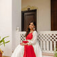 Elegant Roman Silk Embroidered Gown Set for Festive and Occasion Wear